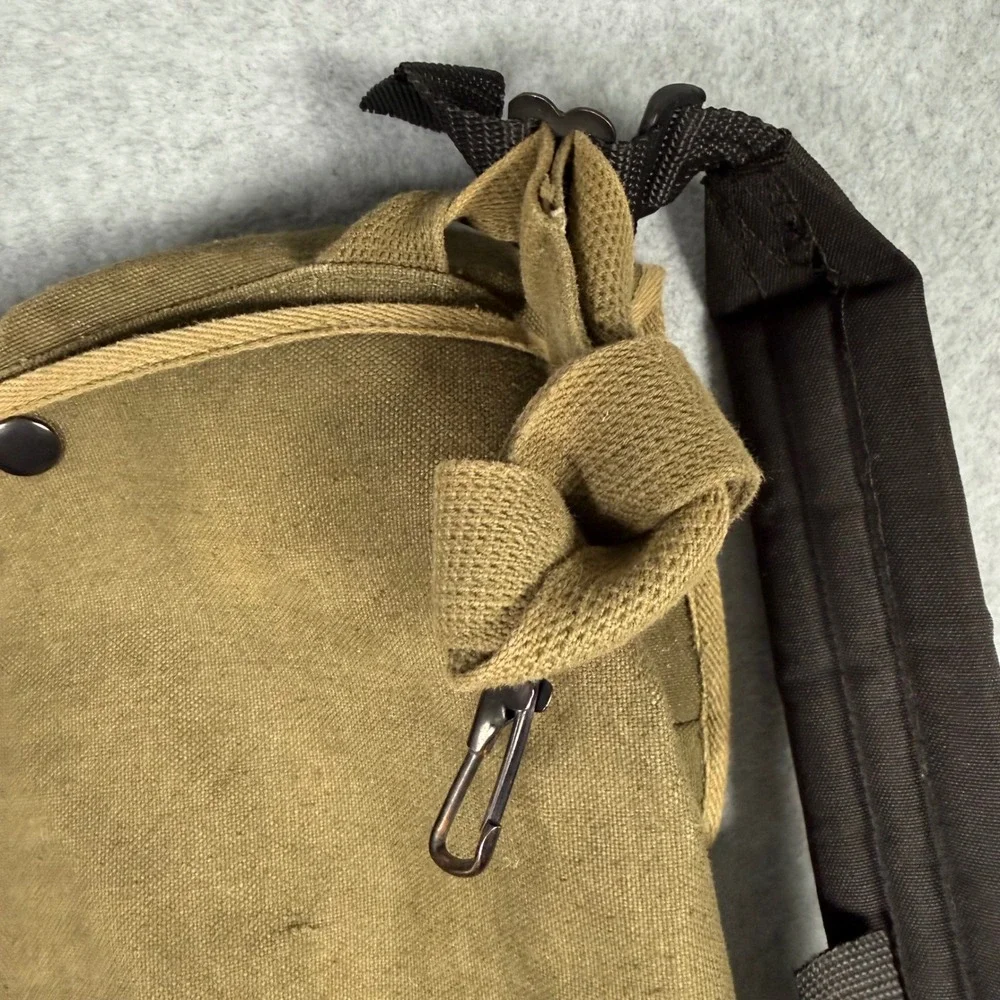 Vintage 80s 90s Military Style Canvas Rucksack Olive Drab Green Backpack Utility